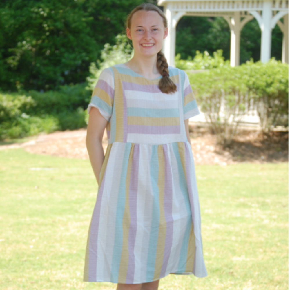 Spring / Summer/ Easter Dress Pastel Striped Midi Dress Hailey & Co